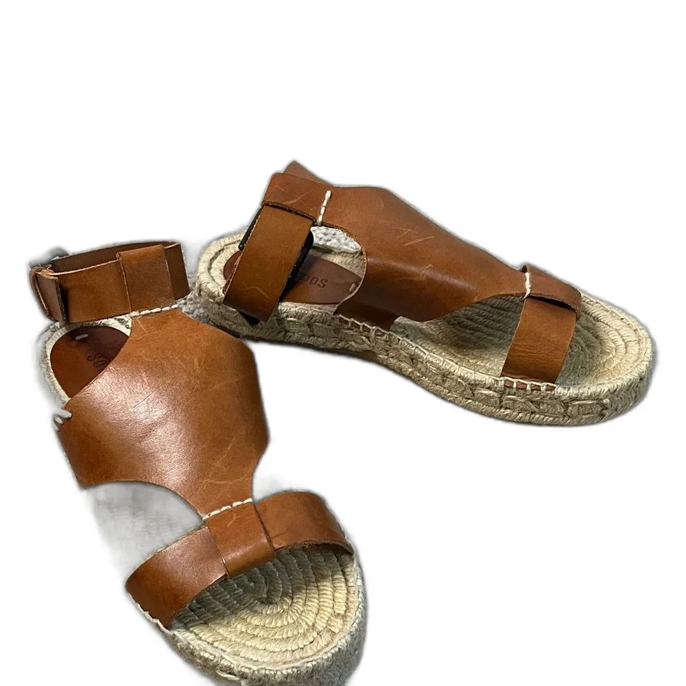 Soludos Banded Shield Leather Ankle Strap Espadrille Sandals Women’s Size 7